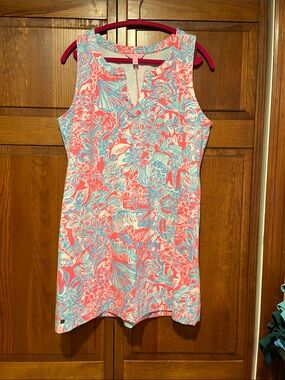 Lilly Pulitzer pink  and Aqua Floral Sleeveless Swim Cover-Up
